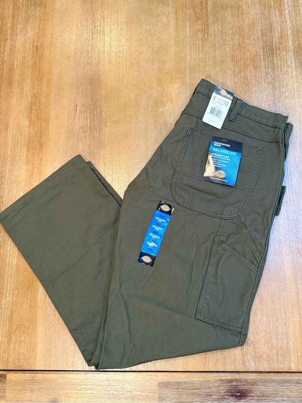 NWT Dickies Carpenter Jean Relaxed Fit Straight Leg Moss Green Sz 38x32